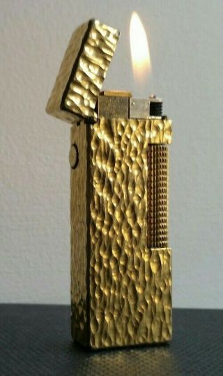 Newly Serviced With Dunhill Gold Plated Bark Rollagas Lighter