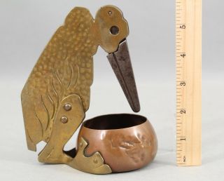 Antique Arts & Crafts Hammered Copper & Brass,  Stork Pelican Bird,  Cigar Cutter