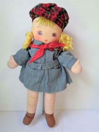 Vintage 1930s - 40s Girl Scout Guide Brownie Doll Cloth Georgene Averill Mollyes
