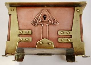 Copper/brass/enamel Arts & Crafts Box: Liberty & Co,  Archibald Knox,  Ae Jones