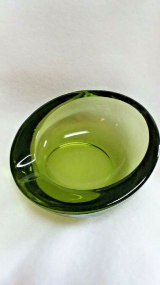 Vintage Green Viking Art Glass Orb Bowl Ashtray Mid Century Modern