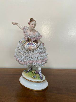 Vintage Volkstedt Dresden German Porcelain Lace Ballerina Figurine