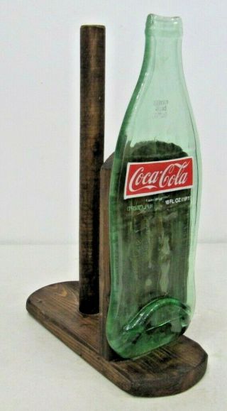 Vintage Flattened Coca - Cola Coke Glass Bottle Table Counter Paper Towel Holder