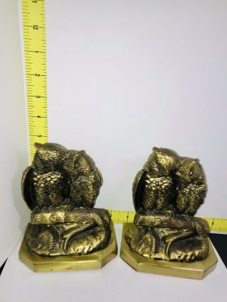 Vintage Owl Bookends Philadelphia Manufacturing Company Brass Rare