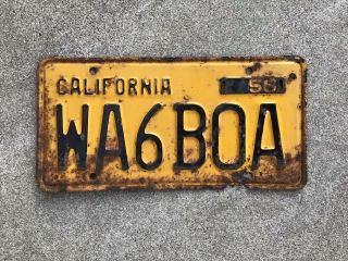 1956 - 1962 California - " Amateur Ham Radio Operator " - License Plate