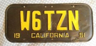 1951 California Ham Radio Call Sign License Plate