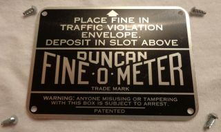 (5) Duncan Parking Meter Fine - O - Meter Instruction " Plates ".