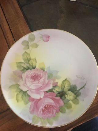 Vintage Nippon Hand Painted Porcelain China Small Plate Floral Rose.  7 1/2”