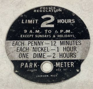 Vintage Parking Meter Part Face Plate Park - O - Meter 2 Hour Limit Metal