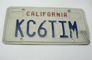 Vtg California Ham Radio Vanity License Plate Amateur Kc6tim (w/ Issue)