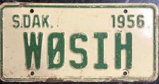 1956 South Dakota W0sih Ham Radio License Plate