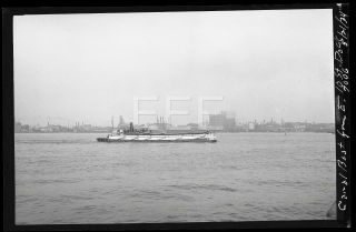 1934 Canal Boat Ocean Liner Ship Manhattan Nyc Old Photo Negative 76f
