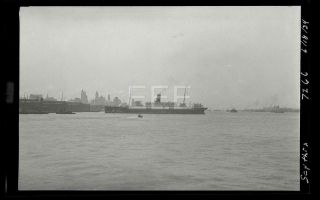 1934 Ss Scythia Ocean Liner Ship Manhattan Skyline Nyc Old Photo Negative 50f