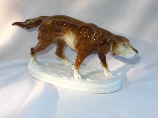 Vintage Porcelain Pointer Hunting Dog German Figurine Carl Scheidig Kronenadler