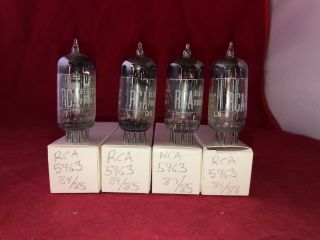 (4) Strong Early Black Plate Rca 5963 Square Getter Audio Tubes