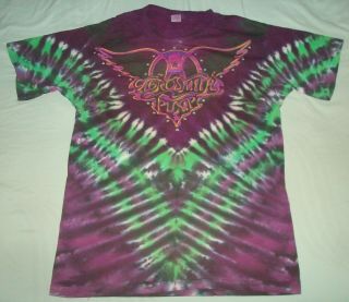 Vtg 1989 Aerosmith Pump Tie Dye T Shirt 80s Large Purple Monkey Concert Tour Usa