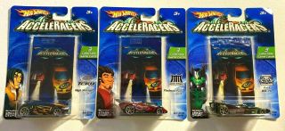 3 Hot Wheels Acceleracers In Package,  Flathead Fury,  Rd10,  And High Voltage