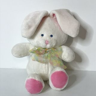 Dan Dee Bunny Rabbit Plush Stuffed Animal Soft Ribbon White Pink 11 " Tall Easter