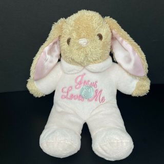 Dan Dee Bunny Rabbit Plush Sings Jesus Loves Me Pink Pj Sewn Eyes Stuffed Lovey