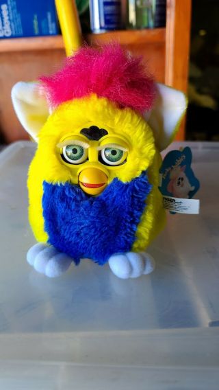 Furby Babies Blue And Yellow With Hot Pink Hair 1999 Tiger