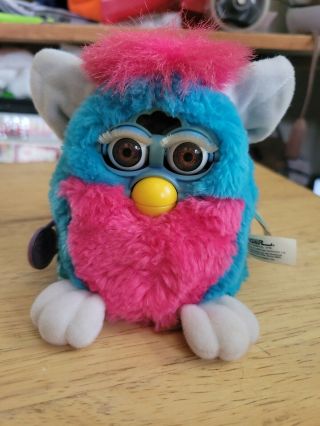 Vintage Furby Baby Clown 1999 70 - 940 Blue Pink With Brown Eyes Very Rare