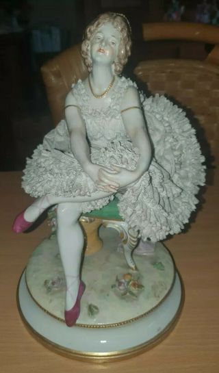 Antique Volkstedt Porcelaine Lace Balerina Figurine