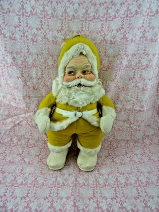 Vintage Gold Yellow Rushton Co Santa Claus Rubber Face Boots 16” Rare