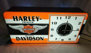 Vintage Harley Davidson Motorcycles Lighted Clock Sign - Great - Dealer