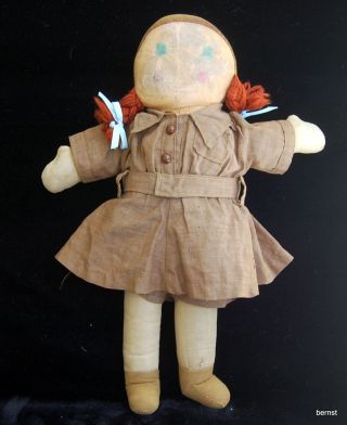 Girl Scout Brownie 1940s Georgene Novelties 14 " Cloth Doll - Estate Liquidation