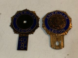 Vintage American Legion Enamel License Plate Toppers Badges 40 8
