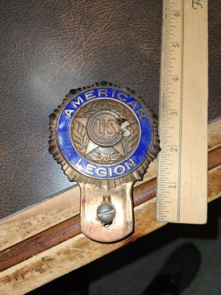 Vintage Copper & Enamel (?) Us American Legion License Plate Topper