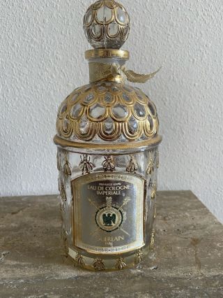 Vintage Guerlain French Figural Gold Imperial Bee Glass Perfume Bottle Labeled