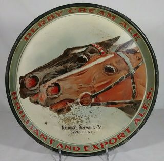 Pre Prohibition Tin Beer Serving Tray National Brewing Co Syracuse Ny Horses Ale