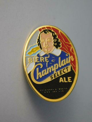 Champlain Select Beer Vintage Hat Metal Pin Button Canada Brewery Advertising