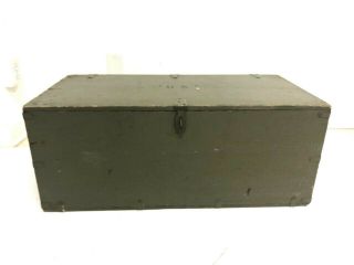 Vintage Military Foot Locker Trunk Chest Flat Top Storage Wood Box Od Green Wwii