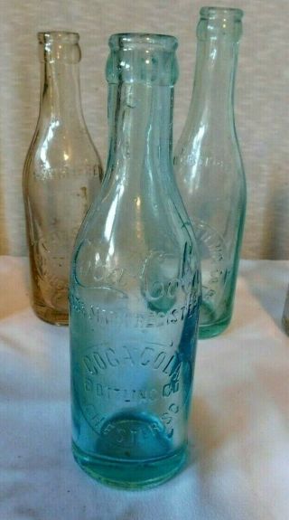 Vintage Blue Straight Sided Script Coca Cola Slug Plate Soda Bottle Chester Sc