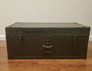 Wwii Military Foot Locker With Inner Tray