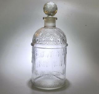 Guerlain Empty Glass Perfume Bottle 7.  5” Tall W Stopper Paris France Bee Pattern