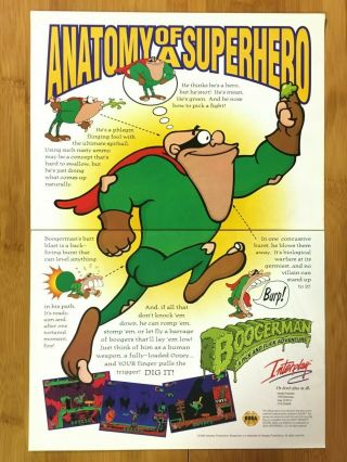 Boogerman Snes Sega Genesis 1994 Vintage Print Ad/poster Official Art Funny