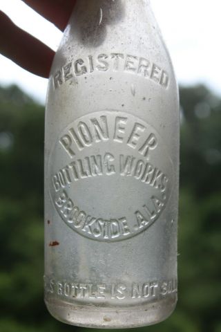 Brookside Alabama Pioneer Bottling Circle Slug Embossed Bottle Ala Al Rare