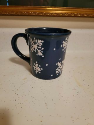 Deep Blue Snowflake Coffee Mug - " Moonlit Snow "