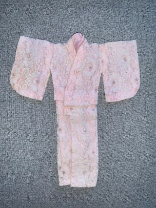 Vintage Barbie Japanese Francie Exclusive Pink Silk And Lace Kimono