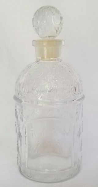 Antique Guerlain Embossed Bee Bottle Made In France 6 " Tall With Lid