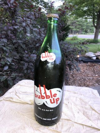 Vintage Bubble Up One 1 Full Quart Soda Bottle Coca Cola Fayetteville Nc Cap